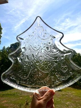 Vintage Indiana Glass Clear Christmas Tree Platter